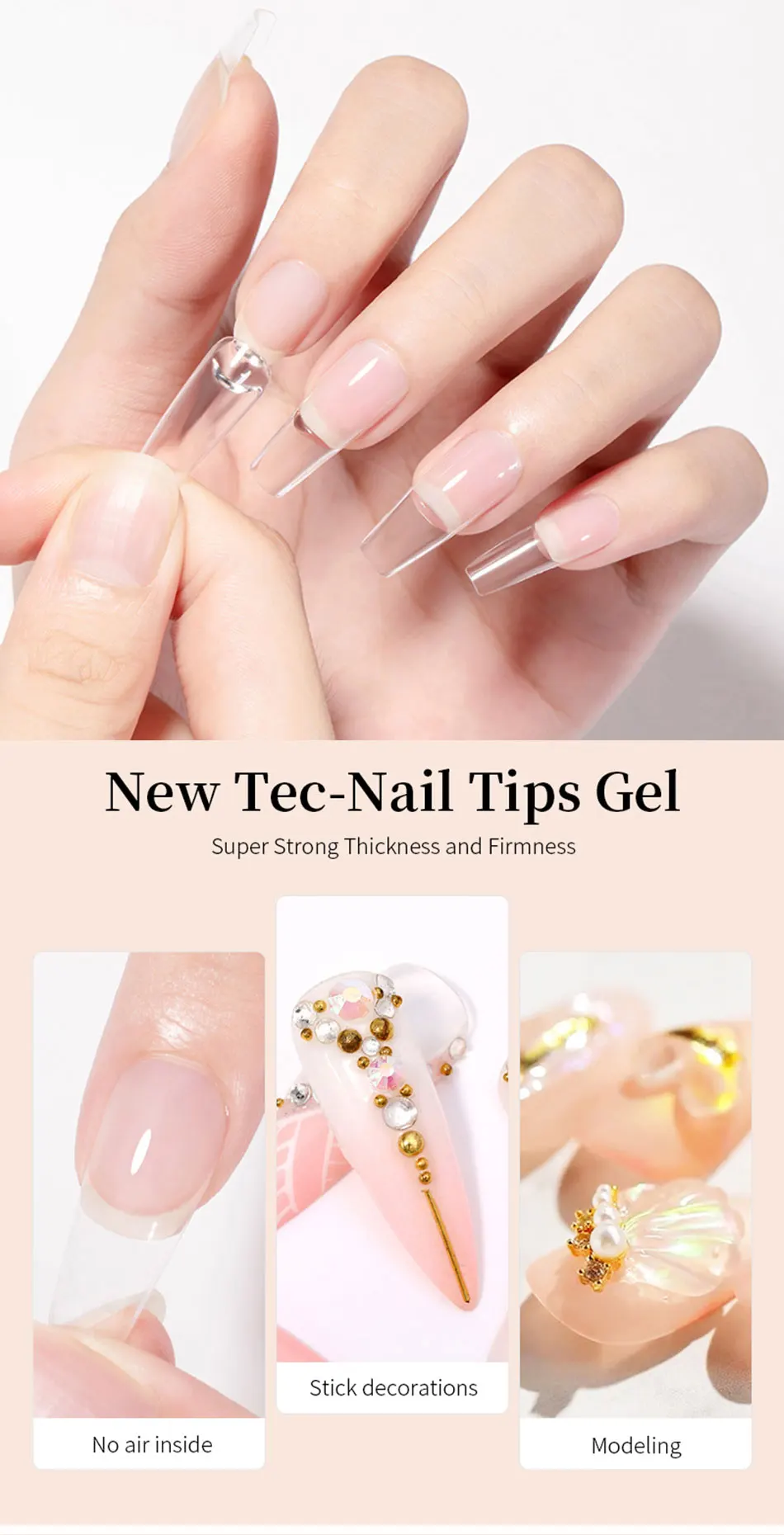 Description Picture 4 of itemBORN PRETTY 15g Nail Tips Gel Easy Stick Nude Adhesive Bond UV Glue Nail Art Gel Varnish Capsule Tips Strong Extension