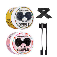 Goiple Edge Control Wax for Women Strong Hold Non-greasy Edge Smoother Gel with Brush Silky Satin Edge Laying Scarf for Lace Wig