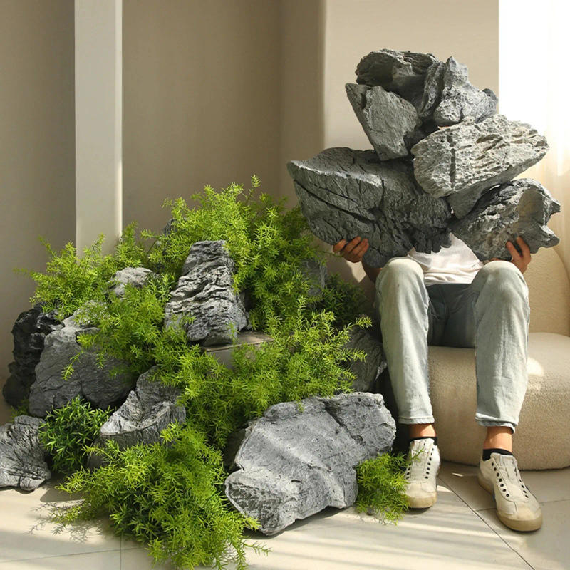 Description Picture 3 of itemArtificial Landscape Rock Courtyard Stage Performance Faux Stone Backyard Figurine Decorative Foam Stone Decoration Ornament