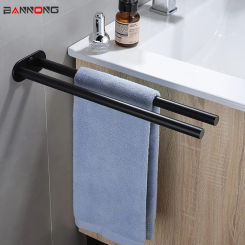 Bathroom Towel Rack Stainless Steel Holder Wall Black Double Towel Rack Hand Bar Towel Hanger Ladder Holder Bathroom Accessories