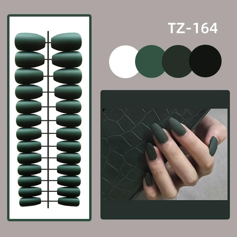 Description Picture 5 of item24Pcs/Set Long Round Head Bright Solid Color Press On Acrylic Nail Art Fake Nails Finished Wearing Manicure Reusable False Nails