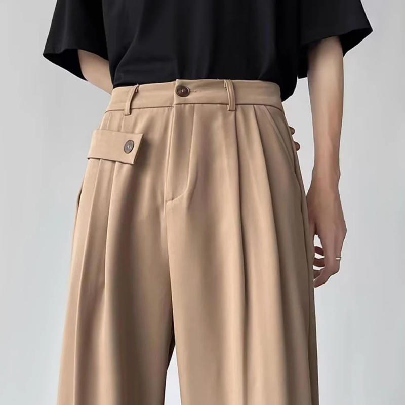 Description Picture 4 of itemMens Casual Temperament Irregular Suit Pants Genderless Youth Trend Streetwear Thin Solid Color Versatile Straight Pants Unisex