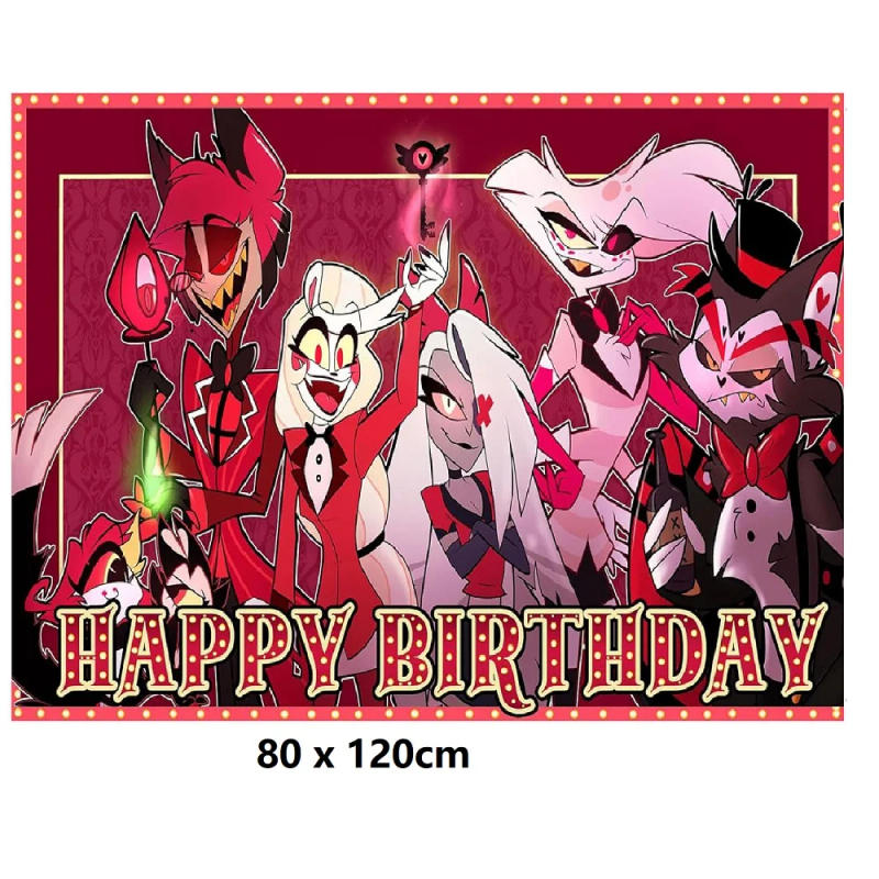 Description Picture 5 of itemCartoon Hazbined Hotel Theme Birthday Party Decorations Tableware Balloons Backdrop Cake Topper Party Supplies Baby Shower Gifts