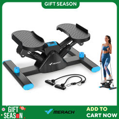 MERACH Stepper for Exercise Stair Stepper with Stable Design 330LBS Loading Capacity with Resistance Bands for Full-Body Workout