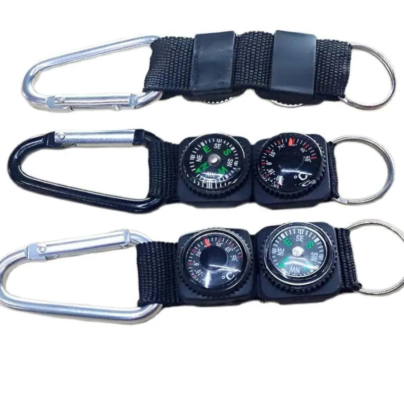 Description Picture 6 of itemNew High Quality Compass Climbing Mini Carabiner Keychain Compass Thermometer Hanger Key Ring Adventure Outdoor Survival Compass