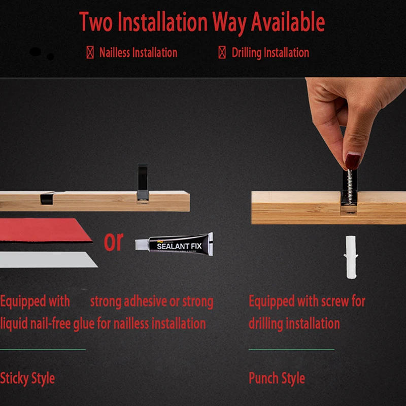 Description Picture 6 of item3/4/5 Hooks Coat Rack Bamboo Room Furniture Closet Moveable Hook Wall Hanging Mounted Hanger for Clothes Key Bag Hats Towels