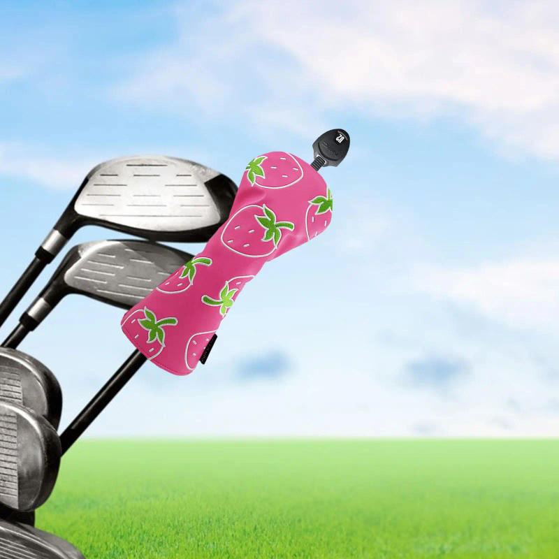 Description Picture 4 of itemStrawberry Printed Golf Wood Headcover Sports Wear Resistant Outdoor Stylish Transportation PU Leather Scratch Resistant Sleeve