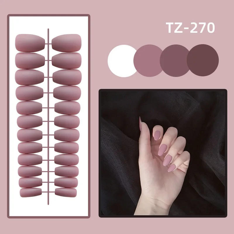 Description Picture 3 of item24Pcs/Set Long Round Head Bright Solid Color Press On Acrylic Nail Art Fake Nails Finished Wearing Manicure Reusable False Nails