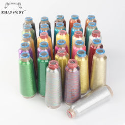 Rhapsody 3000M Per Cone Metallic Thread Yarn 150D For Computerized Embroidery Decorative Sewing 28 Shinny and Glittery Colors
