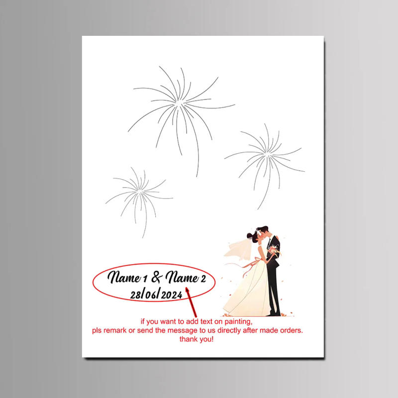 Description Picture 6 of itemDIY Fingerprint Fireworks Guest Signature Book Canvas Painting For Wedding Events Couple Anniversary Party Favor Customized Gift