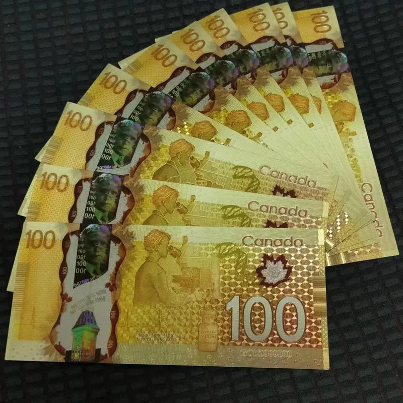 Description Picture 6 of item20/50/100pcs 100 Dollars Canadian Dollars Gold Banknotes Replica Notes Canada Ticket in 24k Gold Plated For Collection