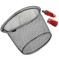 SANLIKE Foldable Fishing Net with Aluminum Frame Rubber Coated PE Net 52x65cm Oval 45cm Depth Lightweight Durable Fishing tools