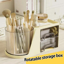 Rotating Drawer Pen Holder Multi-functional Office Organizer Pencil Student Desk Ganizer Storage Box for Makeup Brush Holder