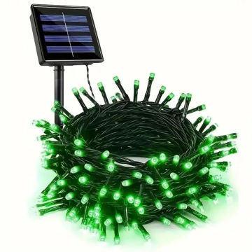 1pc Solar Powered Green String Lights, 8 Lighting Modes, Waterproof Outdoor Decoration For Halloween, Garden, Party, Holiday