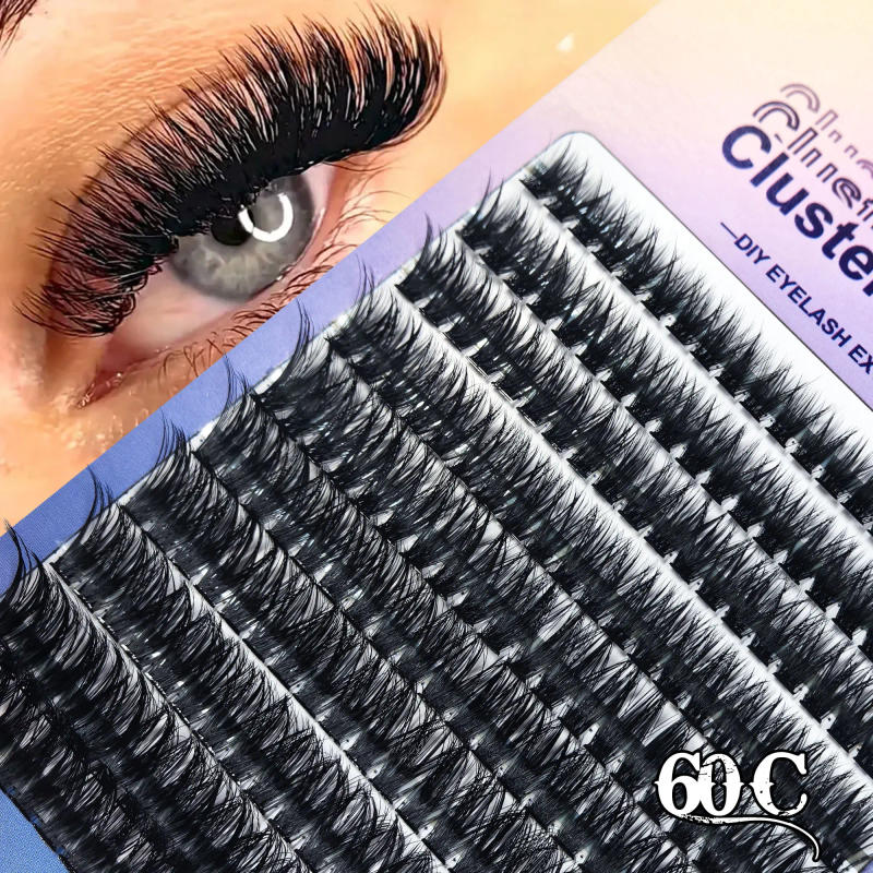 Description Picture 2 of item200 Clusters - 60 C/80 C - D I Y Eyelashes, 9-16 mm Mixed Length, Fluffy and Natural 3 D Eyelash Extensions