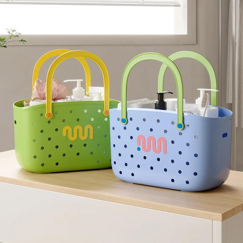 Description Picture 4 of itembathroom organizers Handheld Bath Basket Makeup organizer Bathroom Housewares Storage Basket Toy Snack Plastic Storage Basket