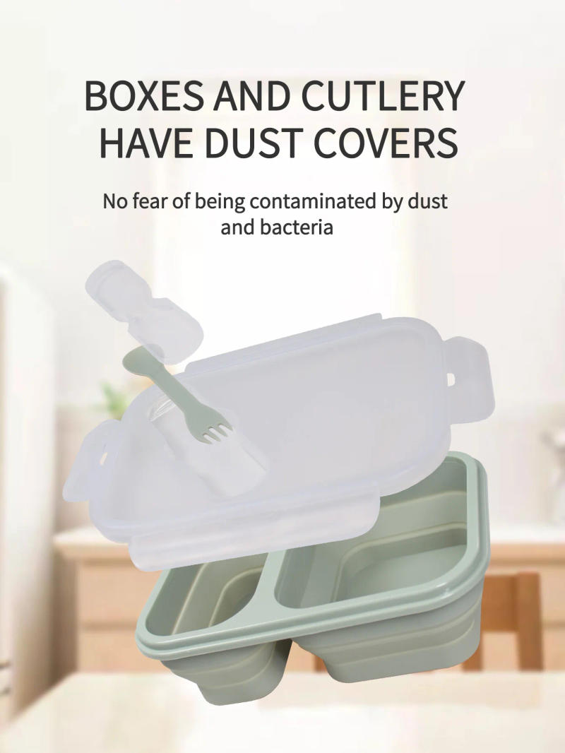 Description Picture 6 of item1 Pcs Food Storage Folding Lunch Box Silicone Portable Microwave Lunch Box Salad Fruit Food Container Storage Tableware Picnic