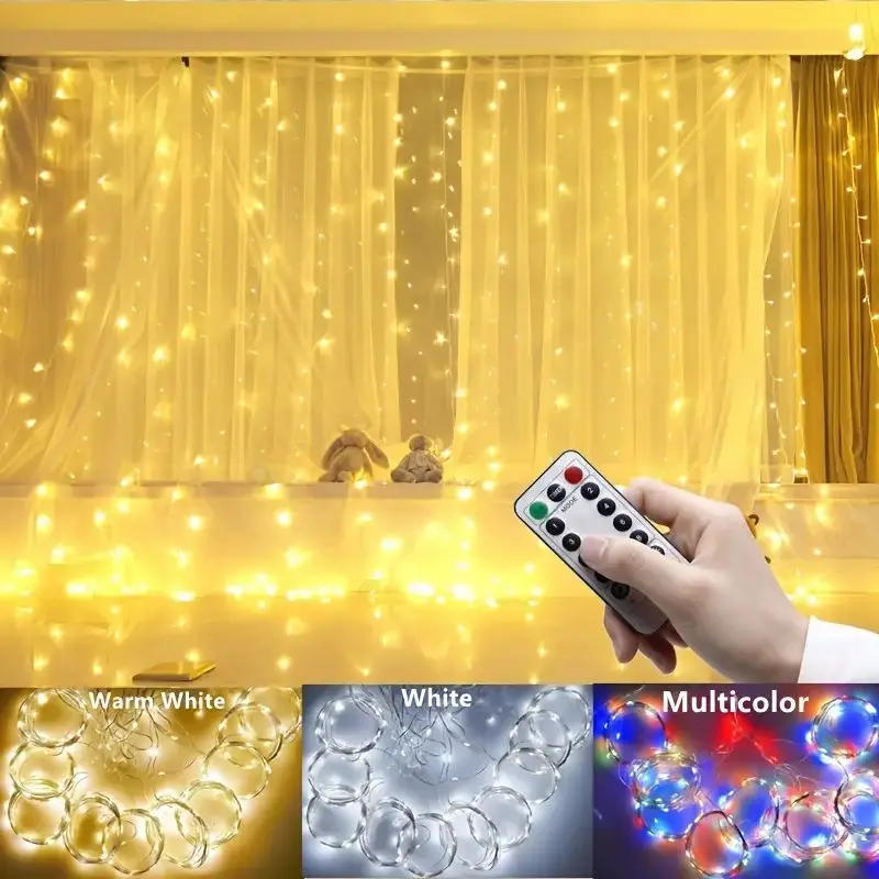 Description Picture 3 of itemLED Curtain Lights USB Remote Control Fairy String Lights Window New Year Garland Lamp Christmas Festival Lighting