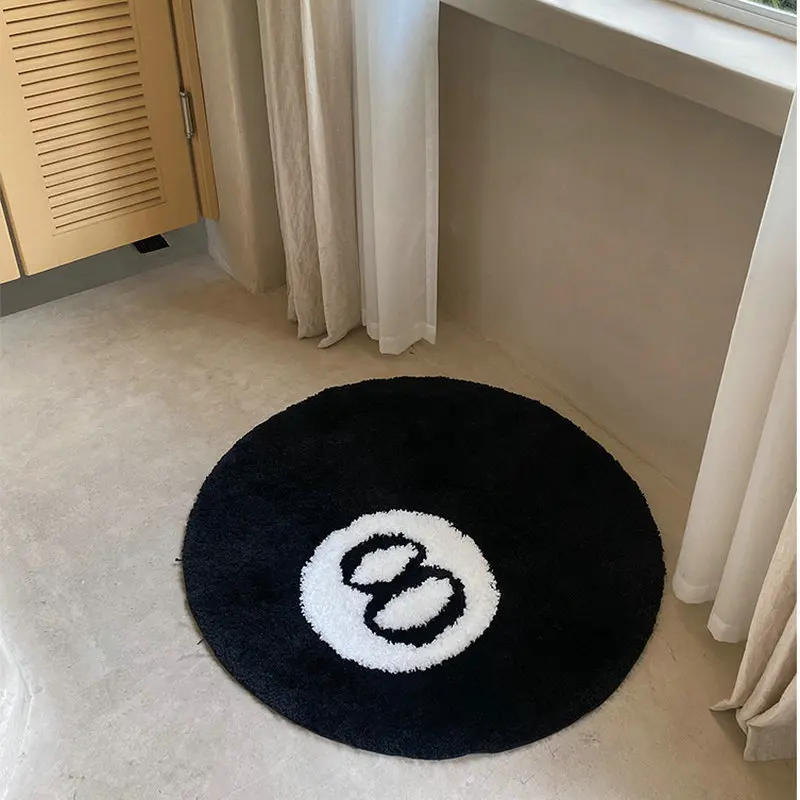 Description Picture 3 of itemLAKEA Halloween 8 Ball Rug Indoor Home Decoration Spooky Halloween Gifts 8 Ball Accent Round Tufting Soft Rug Horror Movie Mat