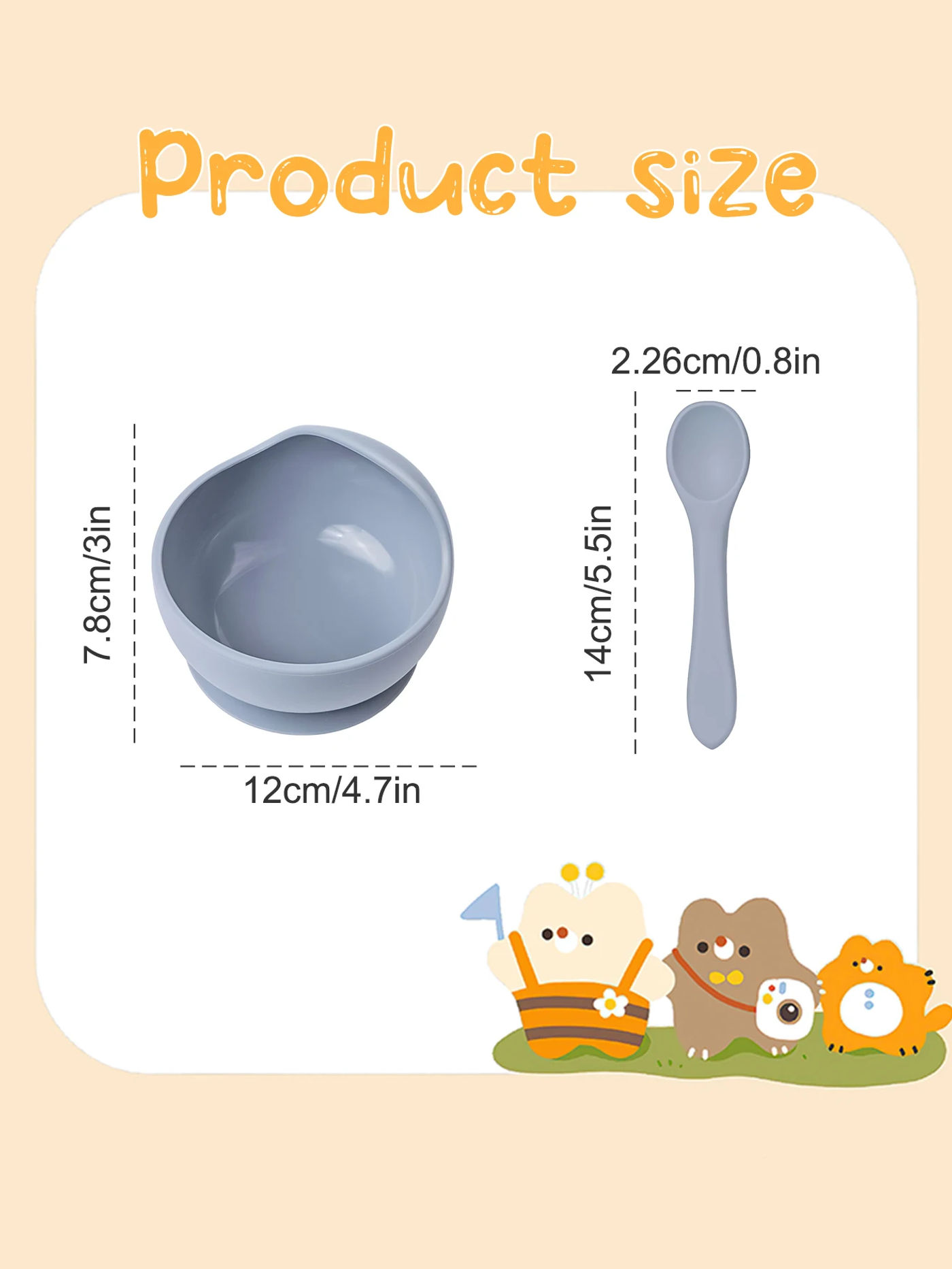 Description Picture 5 of item2PC Silicone Sucker Bowl Feeding Tableware for Infant and Young Training Learning To Eat Bowls and Baby Supplementary Food Bowls