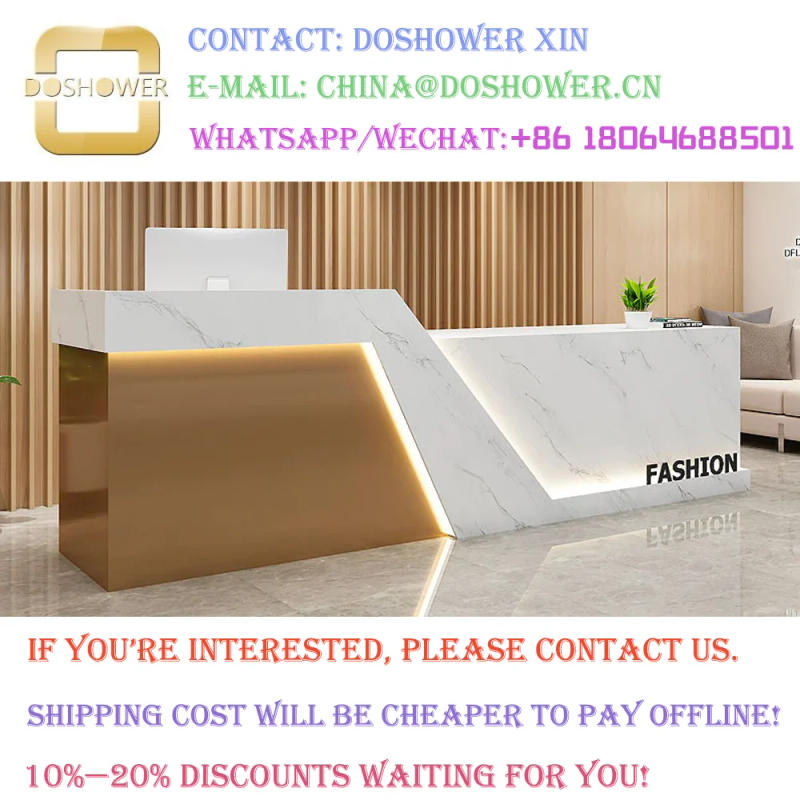 Description Picture 2 of itemMarble Front Desk Reception Desk Manufacturer With Gold Stainless Steel For Marble Stone Reception Desk