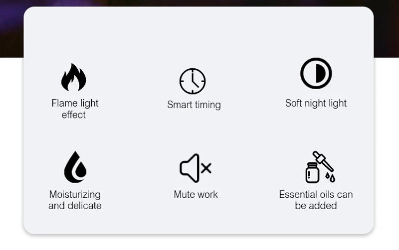 Description Picture 3 of itemNew Volcanic Aroma Diffuser 130ml Ultra Quiet Household Aroma Essential Oil Diffuser with Color Flame Night Light for Home Room