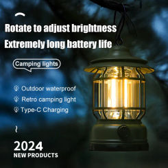 USB Rechargeable Camping Light Stepless Dimming Portable Waterproof Hanging Tent Light For Adventure picnic Home Decoration
