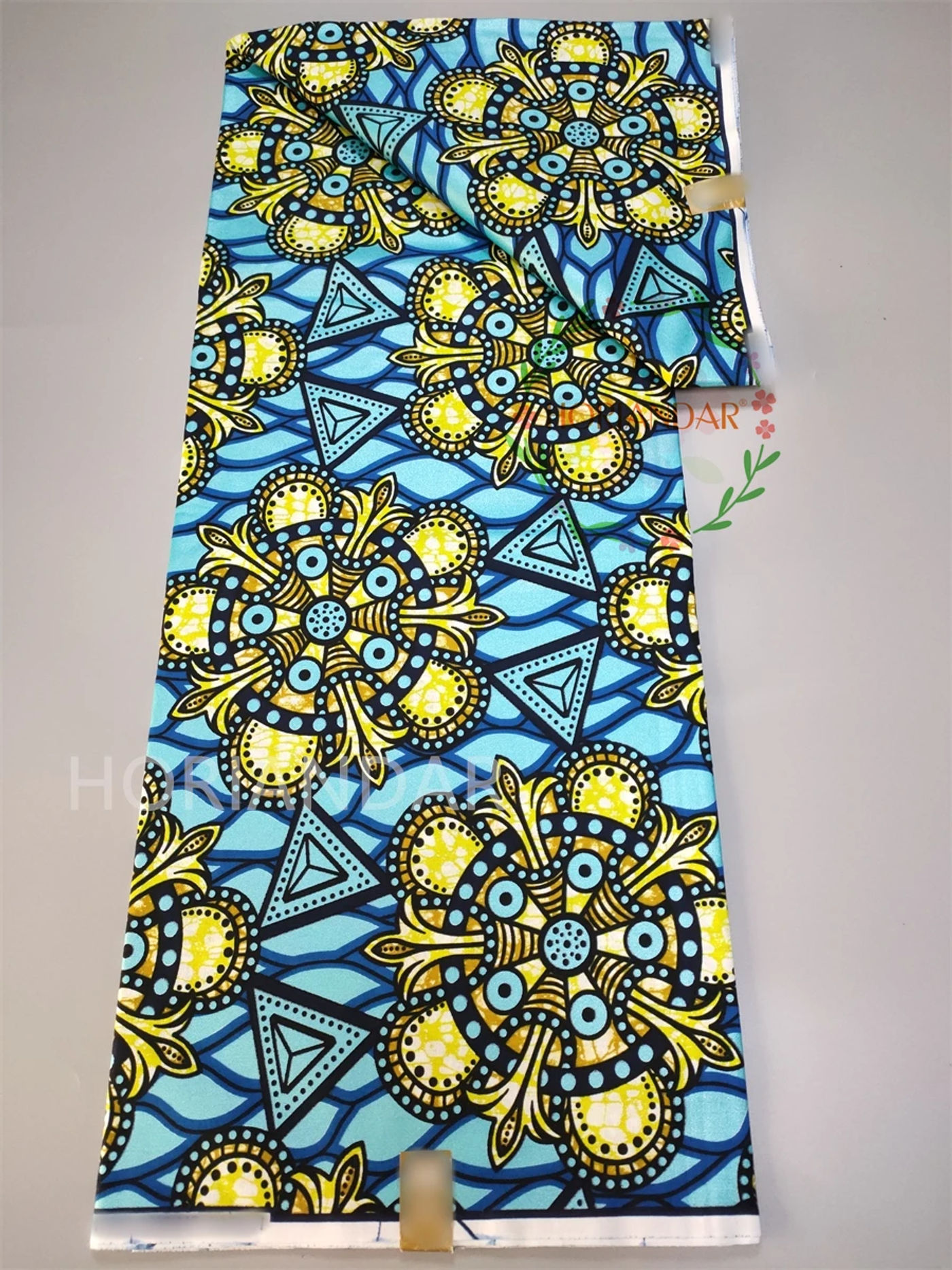 Description Picture 5 of itemVeritable Golden Wax Guaranteed Real Wax Block Print Fabric Dutch Shinning Wax Pagne Dress Embellished 100% Cotton 6 Yard