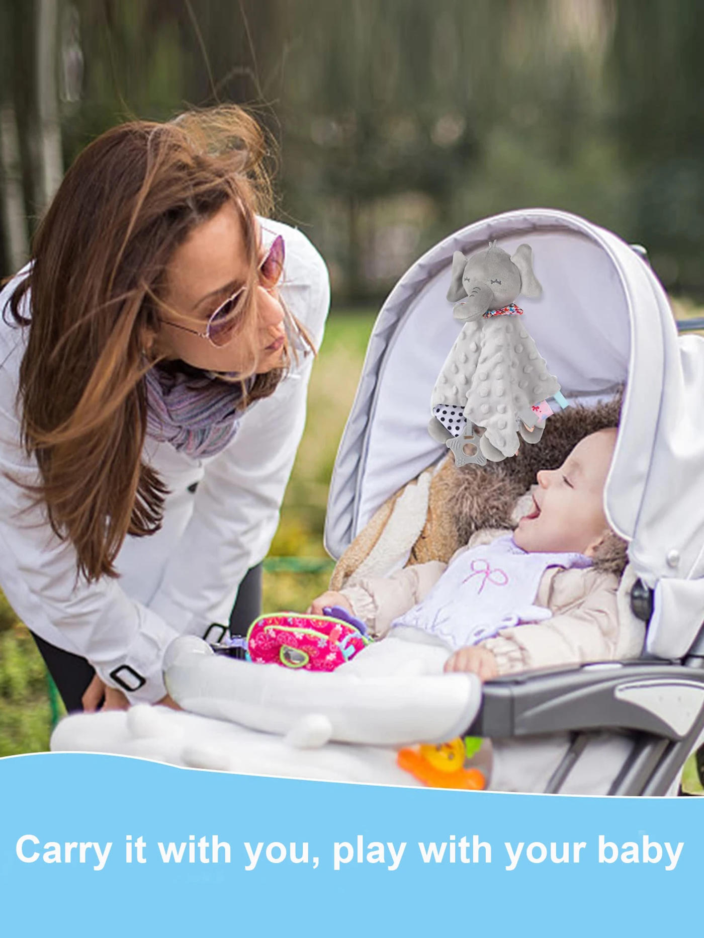 Description Picture 3 of itemElephant Baby Comforter Blanket Soft Appease Towel Baby Rattle Animals Toys Soothe Reassure Sleeping Towel Lathe HangingToddler