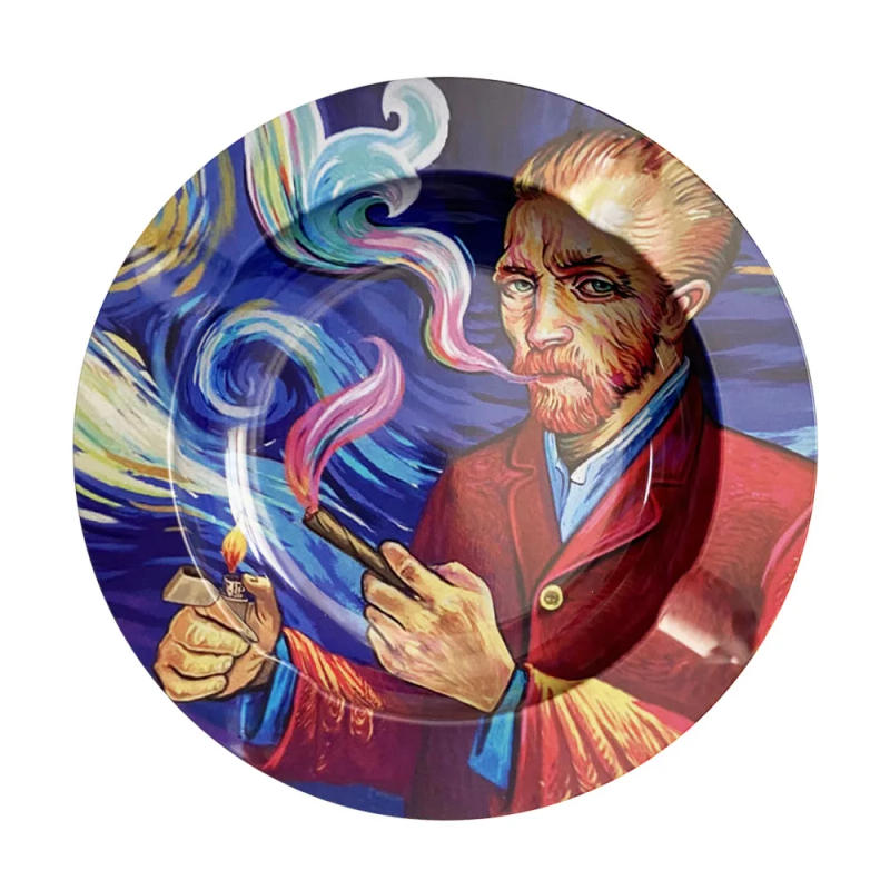 Description Picture 5 of itemBar Cigar Round Ashtray Tobacco Herb Metal Cigarette Rolling Tray Smoking Accessories Creative Personality Men's Gadgets