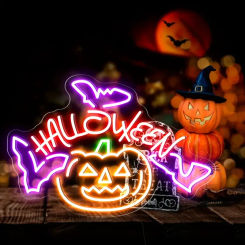 Usb-Powered Halloween Pumpkin Neon Sign - Led Wall Decor For Bedroom, Living Room, Bar & Parties