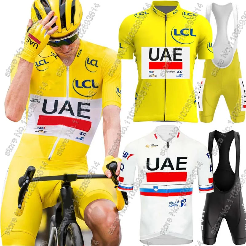 Description Picture 3 of itemUAE Cycling Jersey 2024 Yellow Pink TDF France Tour Set Slovenia Clothing Men Road Bike Shirts Suit Bicycle bib Shorts MTB Ropa