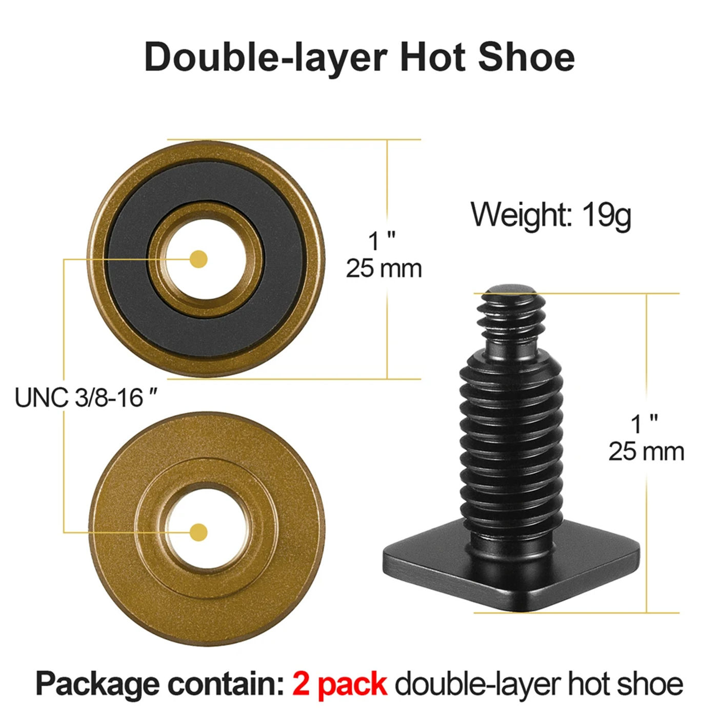 Description Picture 5 of itemHot Shoe to 1/4'' Screw Adapter Camera Cold Shoe Mount for DSLR Cage Rig Recorder Microphone Video LED Light Monitor Smartphone