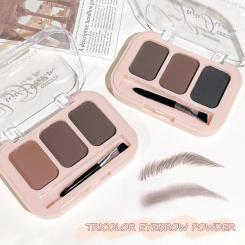 Three-color eyebrow powder: natural three-dimensional eyebrow powder, easy to apply makeup, waterproof and non-refuge, daily