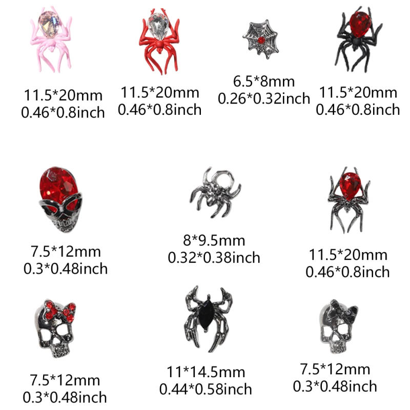Description Picture 3 of item49Pcs Halloween Nail Charms 3D Alloy Spider Nail Art Charms Crystal Design Nail Gems Nail Rhinestone Luxury Sparkling