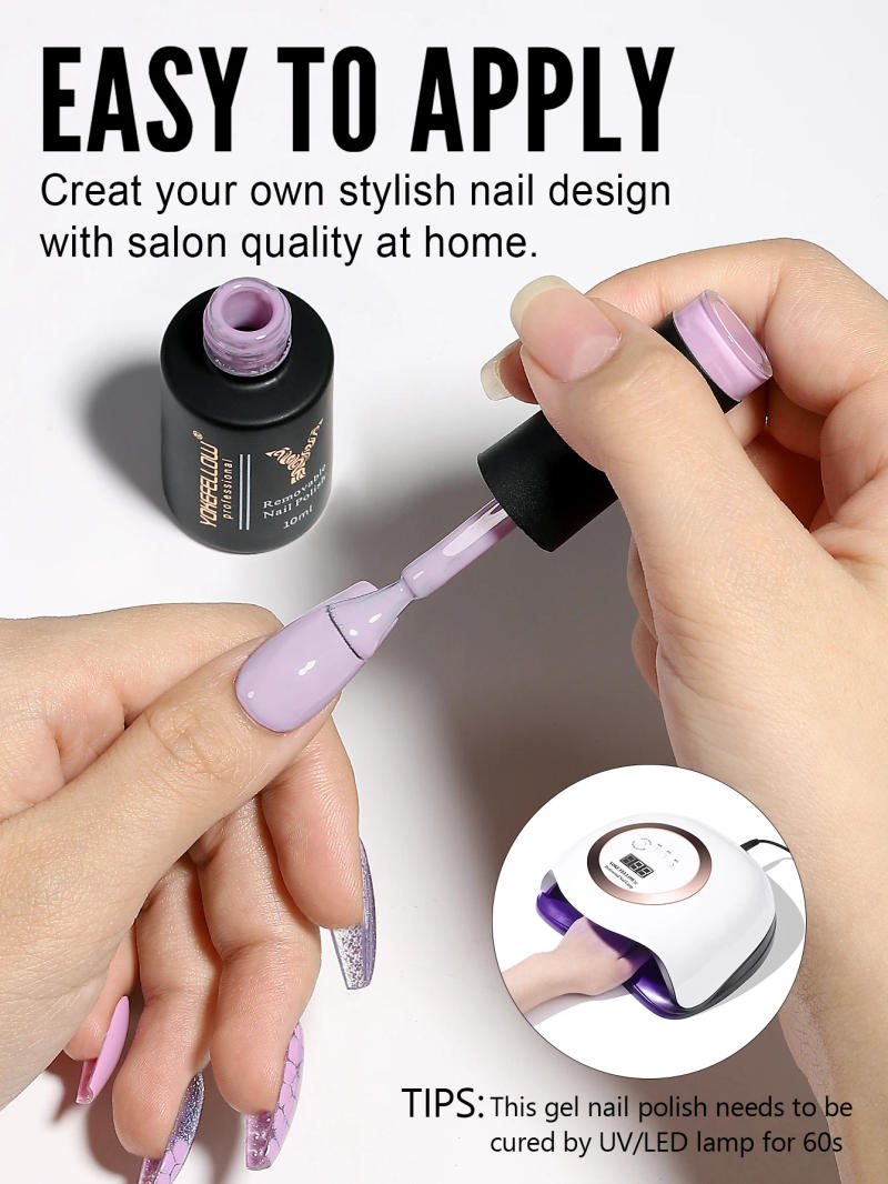 Description Picture 6 of itemYOKEFELLOW 10ML Reflective Gel Nail Polish Pink Purple Glitter Semi Permanent Varnishes Soak Off UV LED Gel Polish For Manicure