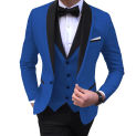 Blue Slit Mens Suits 3 Piece Black Shawl Lapel Casual Tuxedos for Wedding Groomsmen Suits Men 2020 (blazer+vest+pants)