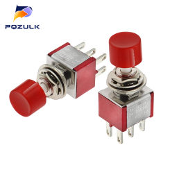 1PCS Red 6 Pins SPDT Momentary AC 2A/250V 5A/120V Push Button Pushbutton Switch 1 NO 1 NC