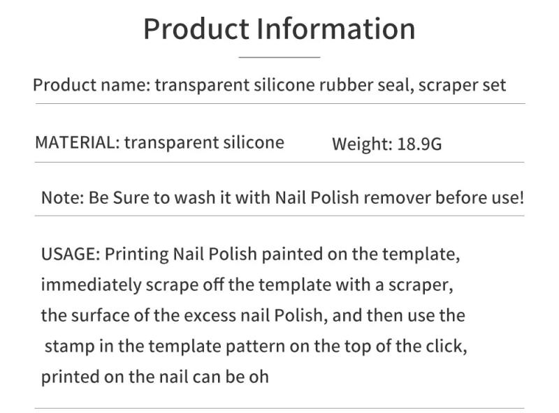 Description Picture 4 of itemSilicone Square Stamping Nail Art Plates For Manicure Nails Accessories And Tools Nail Stamper Scraper Seal Templates