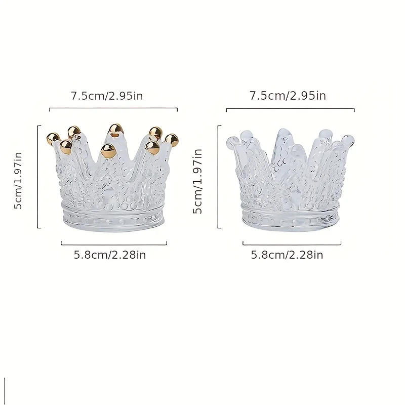 Description Picture 3 of itemCrown Golden Beads, Shape Crystal Ashtray, Creative Household Glass Ashtray, Crown Shape Candlestick Jewelry Storage Cup