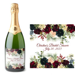 18PCS Customed BurgundyNavy Floral Champagne Labels Personalize Logo Waterproof Packaging Stickers DIY Wedding Party Decor Engag
