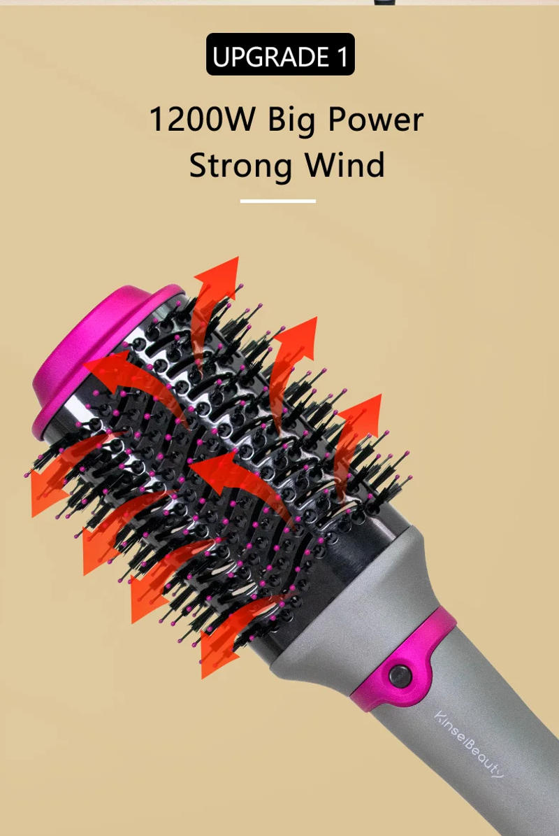 Description Picture 4 of item1200W Hair Dryer Hot Air Brush Styler Replaceable Head Straightener Curler Comb Roller One Step Electric Ion Blow Dryer Brush
