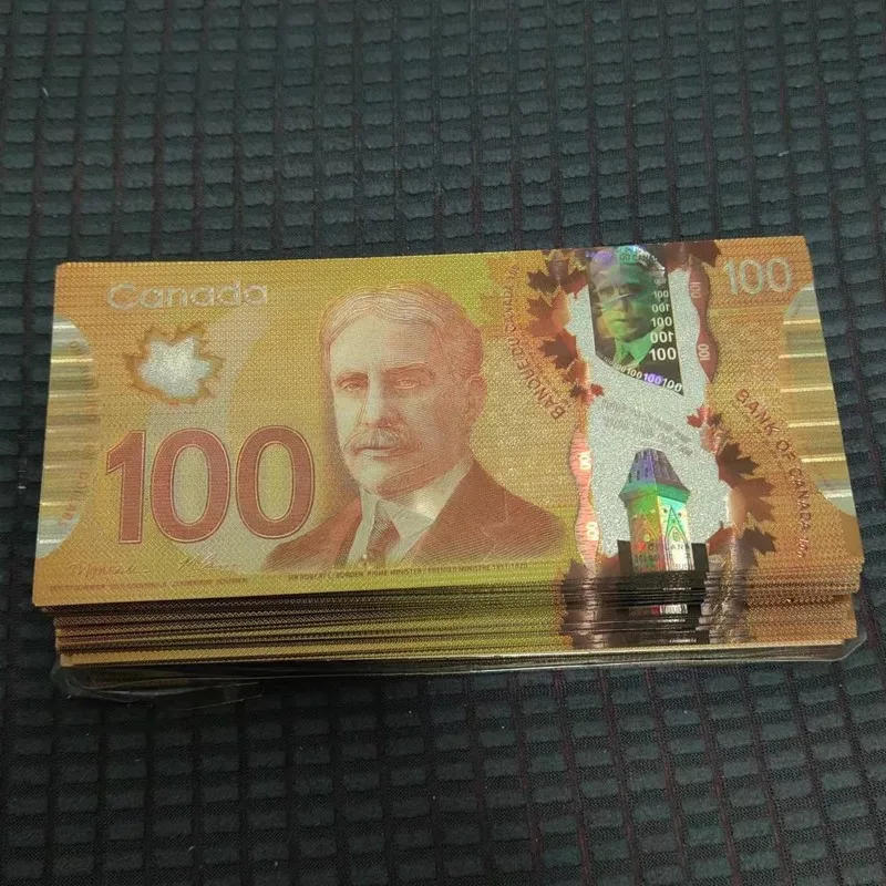 Description Picture 3 of item20/50/100pcs 100 Dollars Canadian Dollars Gold Banknotes Replica Notes Canada Ticket in 24k Gold Plated For Collection