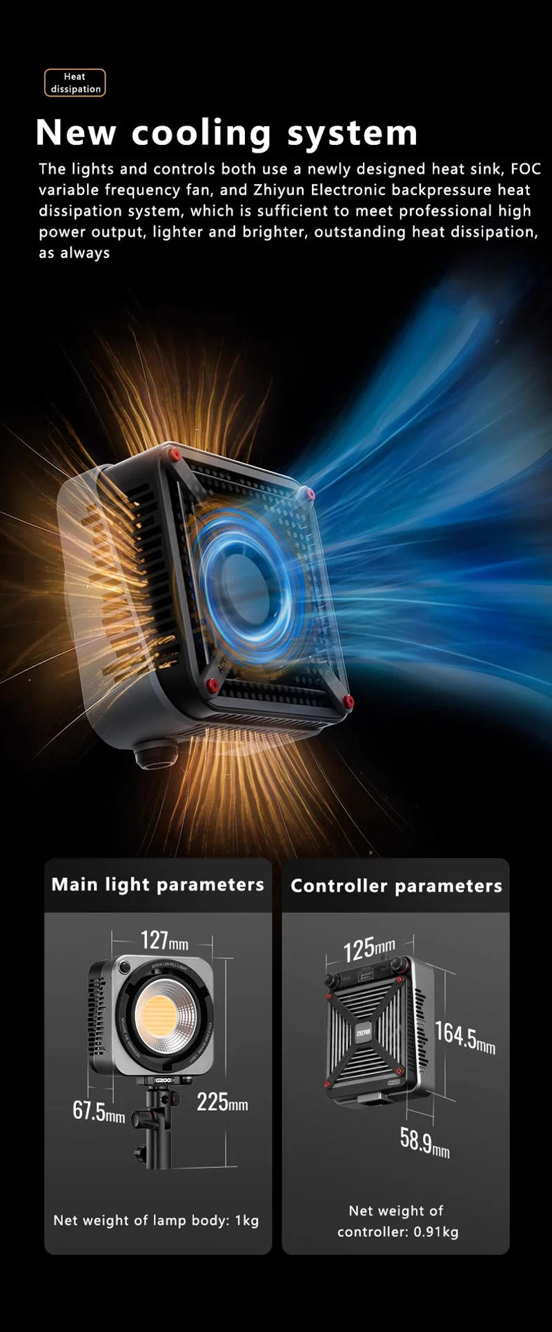 Description Picture 6 of itemZHIYUN G200 200W COB Photography Lighting Lamp Led Light for tiktok Streaming Video Studio Camera Photo Youtube