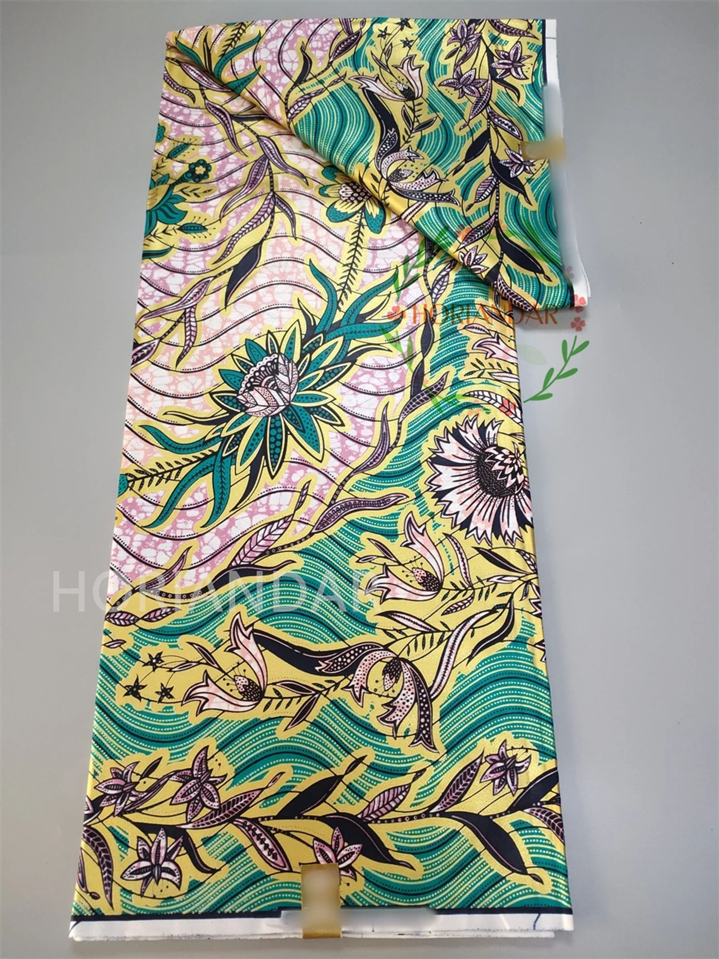 Description Picture 4 of itemVeritable Golden Wax Guaranteed Real Wax Block Print Fabric Dutch Shinning Wax Pagne Dress Embellished 100% Cotton 6 Yard