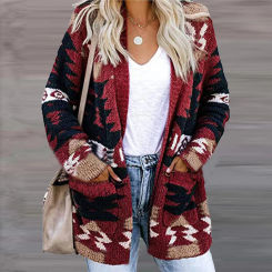 Women's Retro Boho Cardigan Long Sleeve Knitted Christmas Halloween Cardigan Loose Loose Sweater