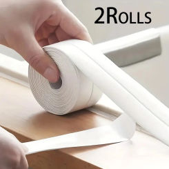 2 Rolls 3.2M PVC Sealing Strip Tape For Bathroom Bath Toilet Kitchen Caulk Tape Self Adhesive Waterproof Wall Sticker Mold Proof