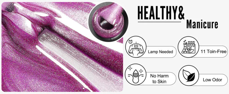 Description Picture 4 of itemYOKEFELLOW 10ml 9D Cat Magnetic Gel Polish Semi Permanent Soak Off Rainbow Glitter Nail Gel Polish UV Gel Varnish For Manicure