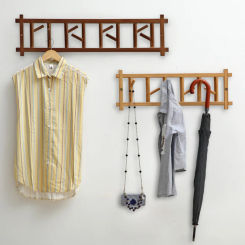180° Rotatable Sleek Bamboo Clothes Rack MultiFunctional Wall Coat Storage Stable LoadBearing WallHome Storage&Organization