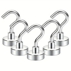 Sliver Magnetic Hooks, D36/42/48/60/75mm-Magnetic Hooks Heavy Duty with Epoxy Coating for Refrigerator, Magnetic Cruise Hooks fo